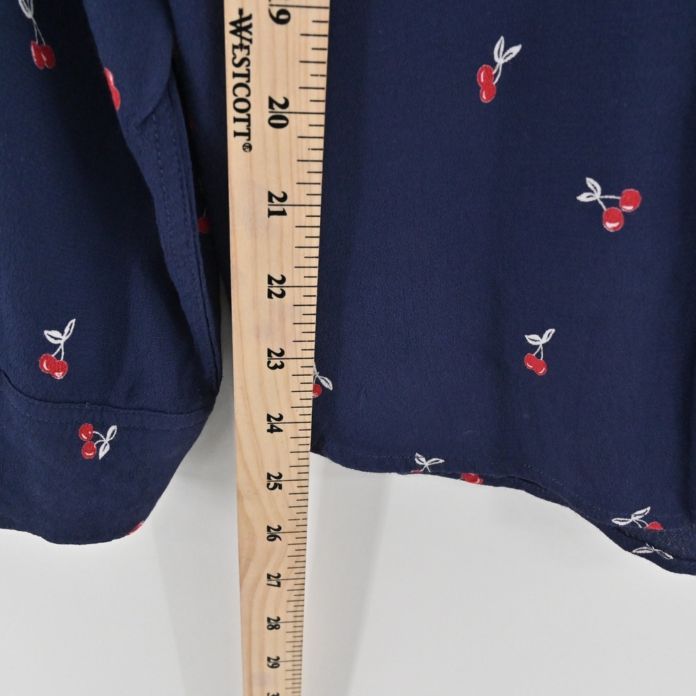 Rails Womens Kate Top Size XS Cherry‎ Print Preppy Button Navy Blue Long Sleeve - Picture 4 of 13